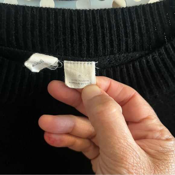 Moth by Anthropologie Crew Neck Puffed Sleeve Sweater Size Small in Black - Picture 12 of 12